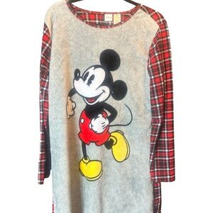 Disney Mickey Mouse Plaid Nightshirt - Red, Black, Gray, Yellow YT7